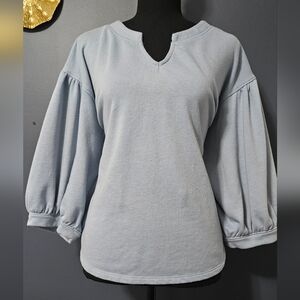 a.n.a. Lightweight balloon sleeve v neck sweatshirt plus size 1X